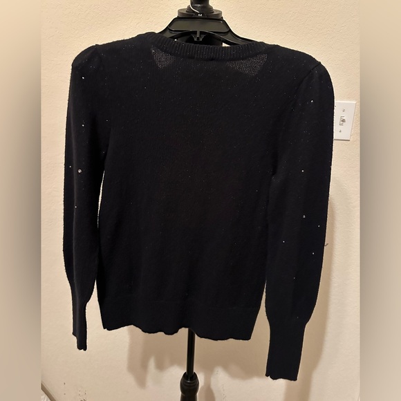 TALBOTS PUFF SLEEVE BLACK CREWNECK PULLOVER - SPARKLING CHAMPAGNE. Size XS NWT - Picture 4 of 9